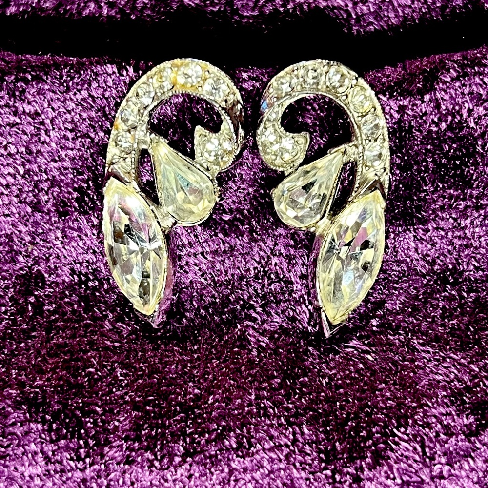 Vintage 1950’s-1960’s BOGOFF Earrings Costume Rhinestone Jewelry Estate Sale